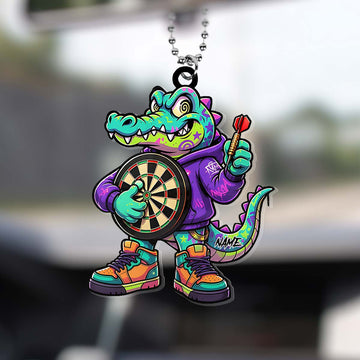 Maxcorners Darts Streetwear Alligator Personalized Name 3D Keychain And Ornament