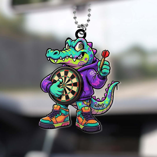 Maxcorners Darts Streetwear Alligator Personalized Name 3D Keychain And Ornament