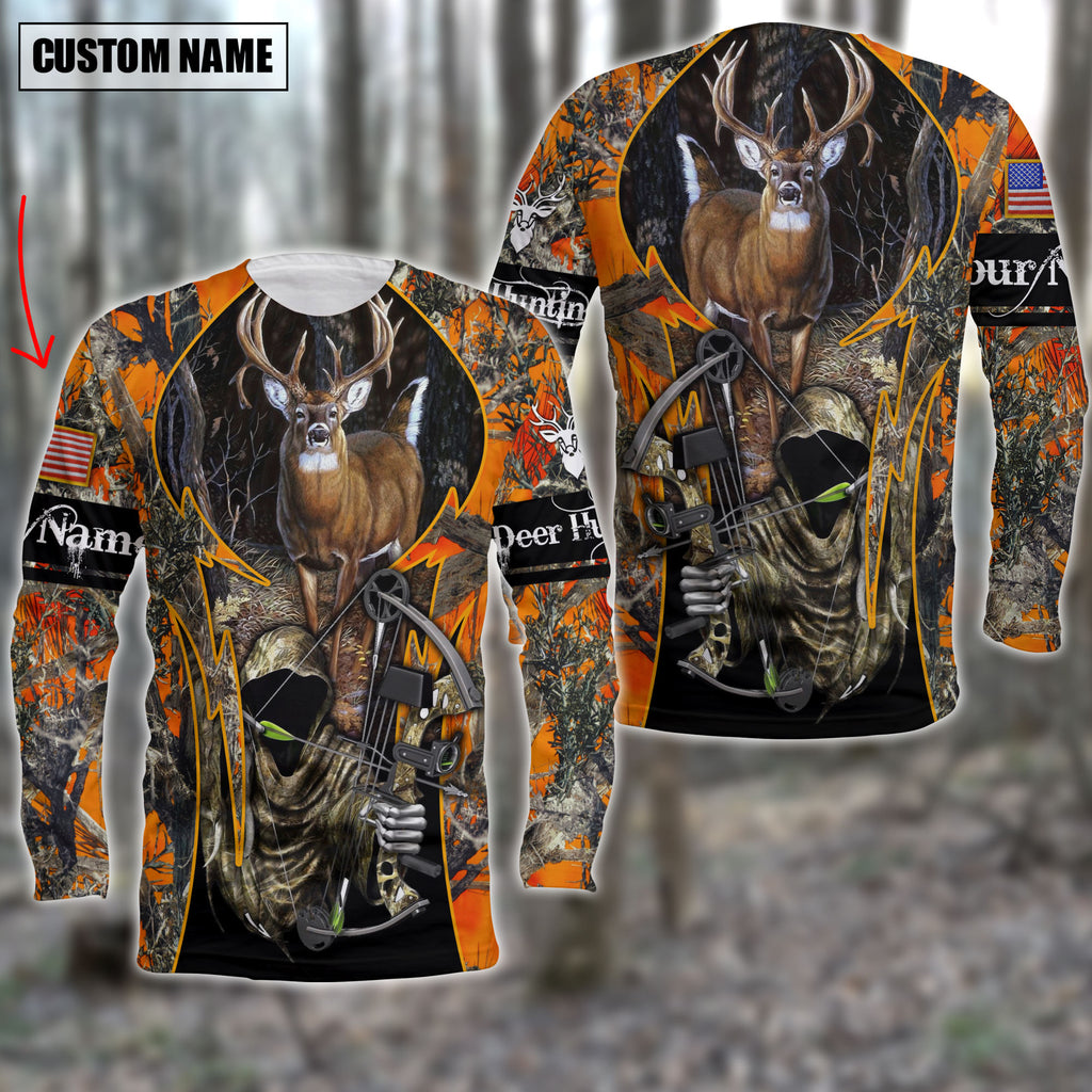 Maxcorners Custom Name Personalized Deer Hunting Orange Camo Shirt 3D