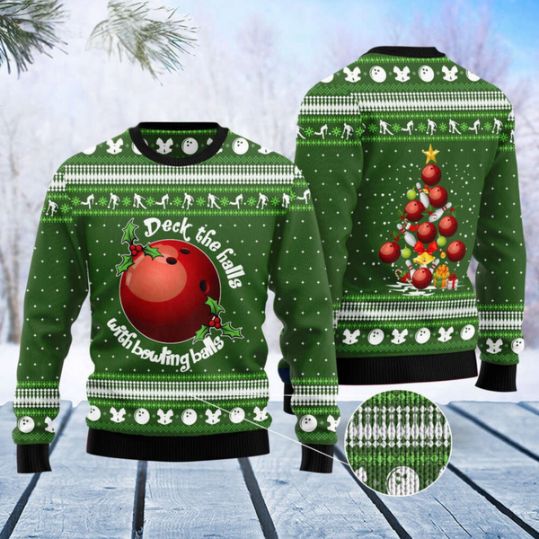 Maxcorners Bowling Ball Christmas 3D Sweater