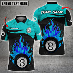 Maxcorners Billiards Flame Ball 8 Personalized Name, Team Name Unisex Shirt ( Multicolor Options )