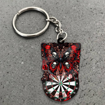 Maxcorners Darts Gothic Skull Butterfly 3D Keychain