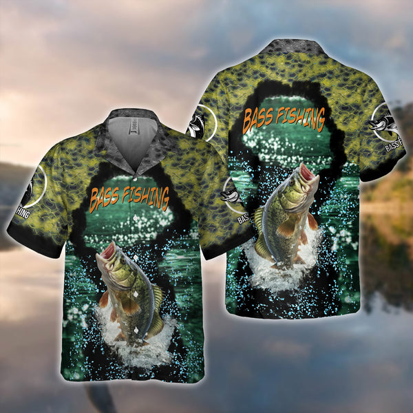 Maxcorners Bass Fishing All Over Print 3D Hawaiian Shirt