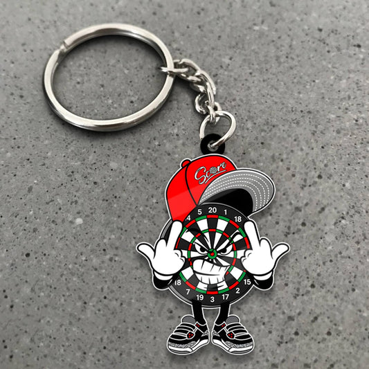 Maxcorners Darts Angry Dartboard Mascot 3D Keychain