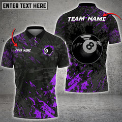 Maxcorners Billiard 8 Ball Black Stains Grunge Personalized Name 3D Shirt (Multi Color Options)