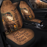 Maxcorners Personalized Name Moose Hunting Leather Pattern Car Seat Covers