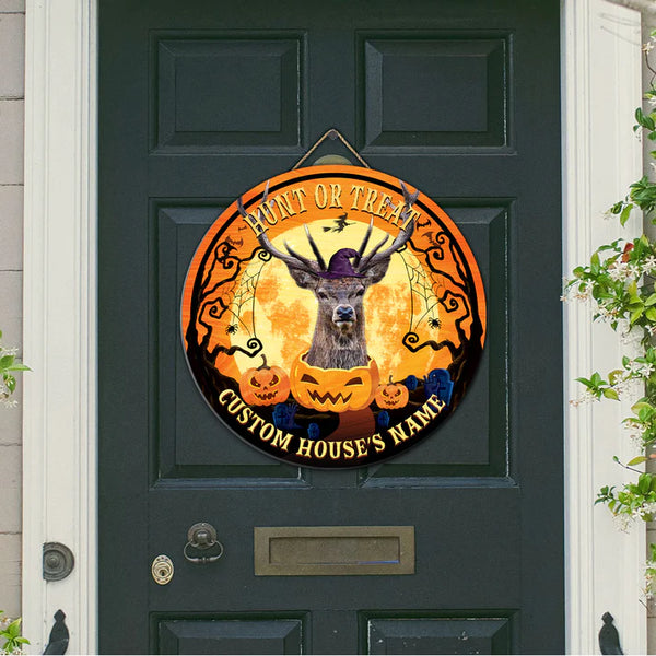 Maxcorners Red Deer Halloween Wooden Sign