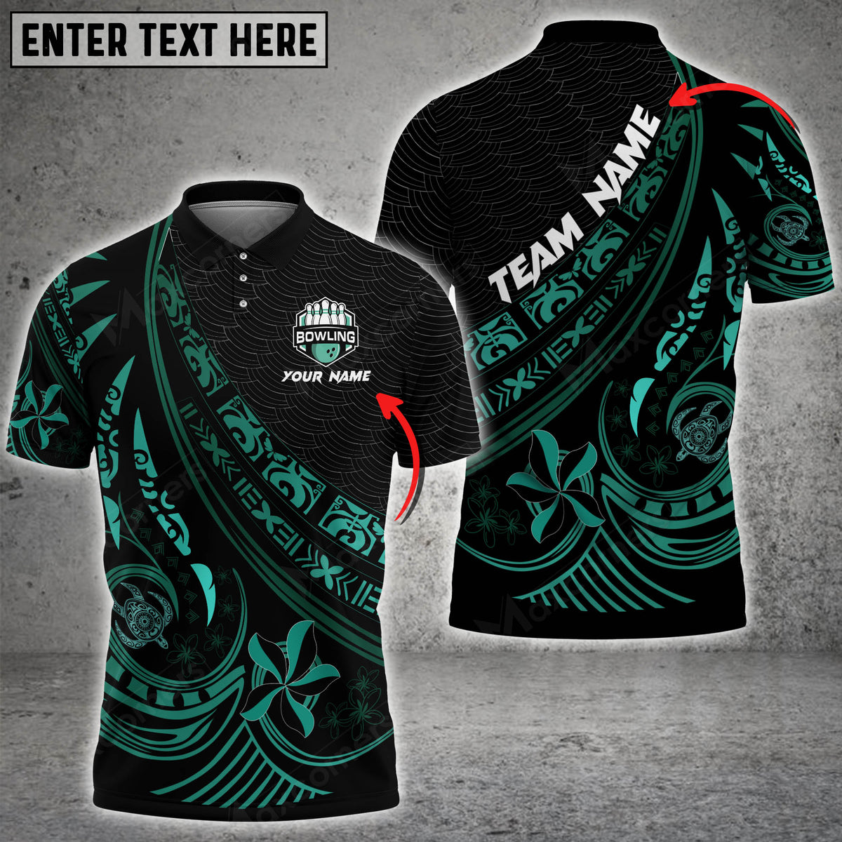 Maxcorners Polynesian Pattern Bowling And Pins Multicolor Option Customized Name 3D Shirt