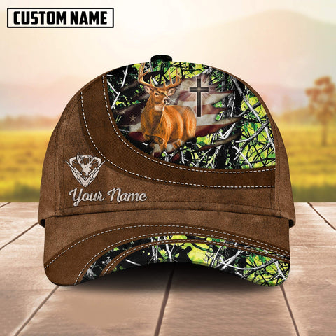 Maxcorners Cross America Hunting Deer Personalized Hats 3D Multicolored