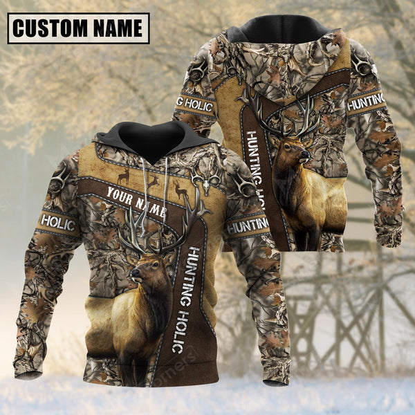 Maxcorners Personalized Name Hunting Elk 3D All Over Printed Clothes