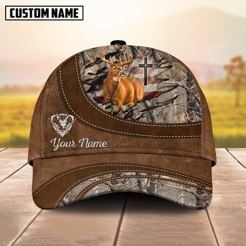 Maxcorners Cross America Hunting Deer Personalized Hats 3D Multicolored