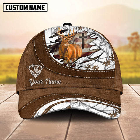 Maxcorners Cross America Hunting Deer Personalized Hats 3D Multicolored