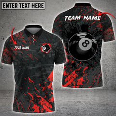 Maxcorners Billiard 8 Ball Black Stains Grunge Personalized Name 3D Shirt (Multi Color Options)