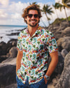 Maxcorners Camping Bus Surf Palm Trees Seamless Hawaiian Shirt LM1501
