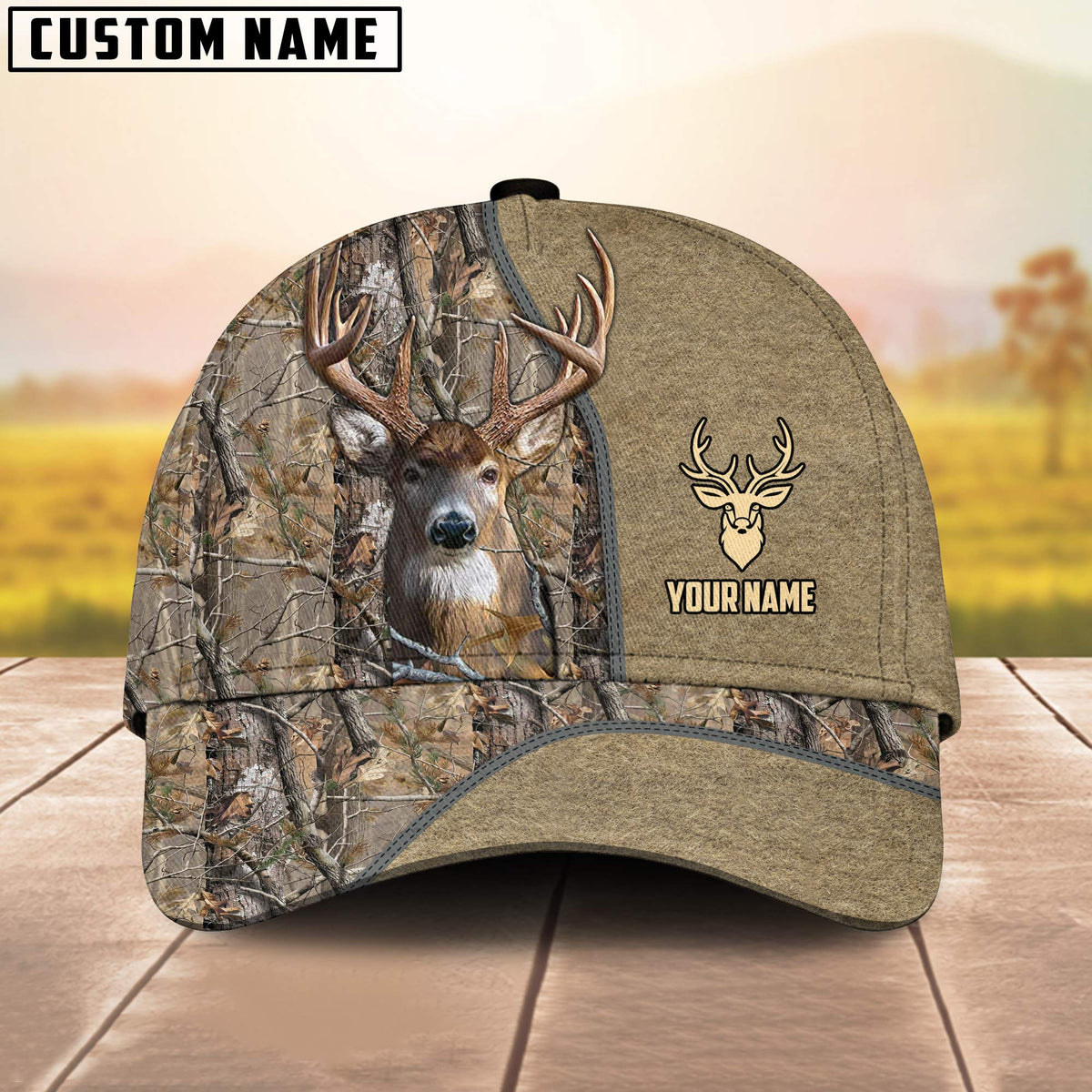 Maxcorners Deer Hunting Classic Pattern Personalized Hats 3D Multicolored