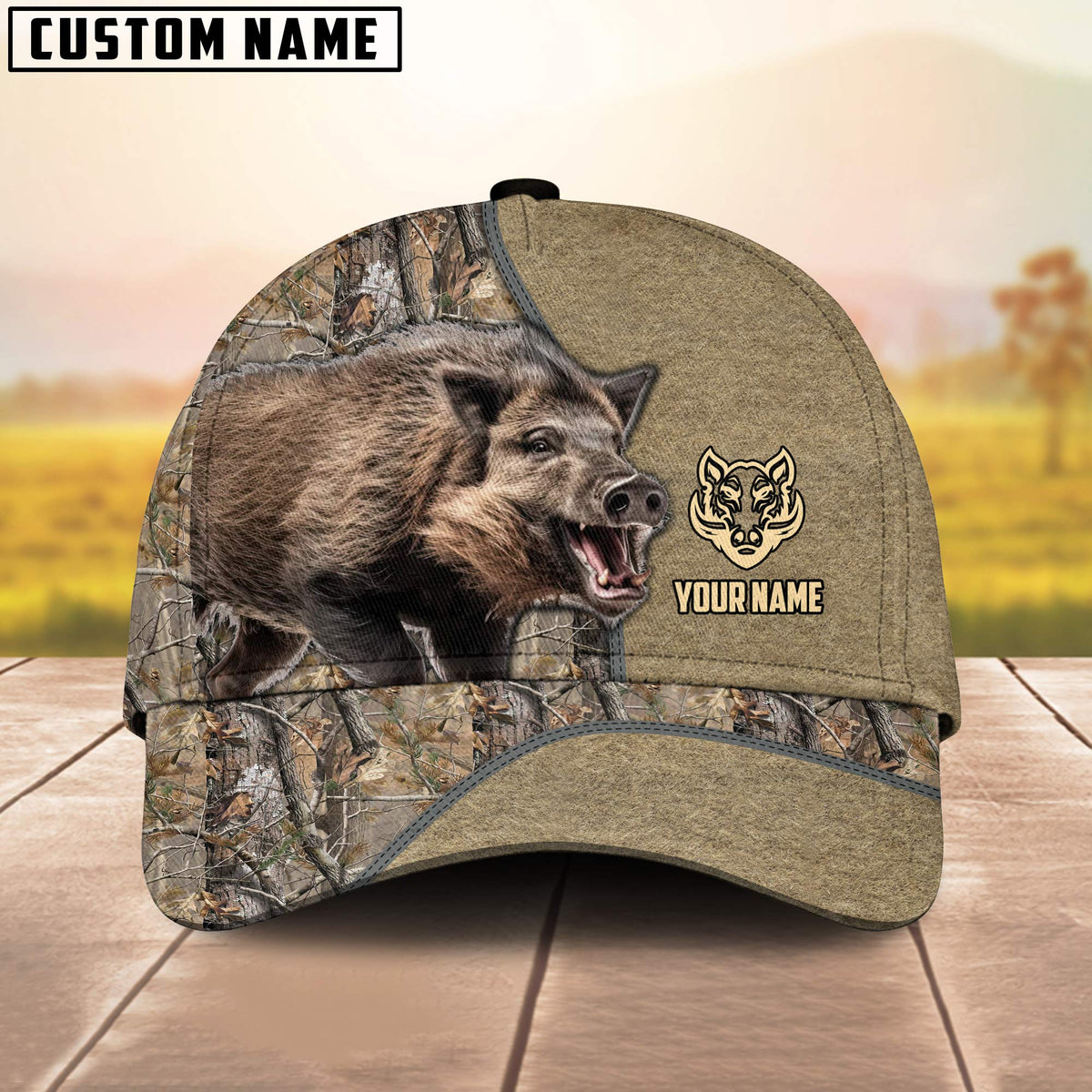 Maxcorners Boar Hunting Classic Pattern Personalized Hats 3D Multicolored