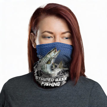 Maxcorners Striped Bass Fishing Navy Hexagon Sport Neck Gaiter
