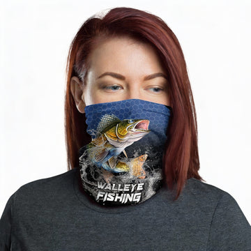 Maxcorners Walleye Fishing Navy Hexagon Sport Neck Gaiter