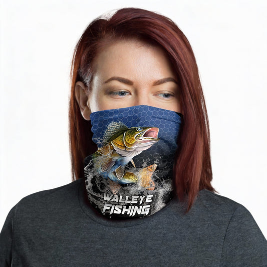 Maxcorners Walleye Fishing Navy Hexagon Sport Neck Gaiter