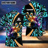 Maxcorners Flame Bowling And Pins Tatoo Pattern Premium Customized Name 3D Shirt