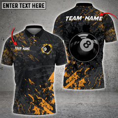 Maxcorners Billiard 8 Ball Black Stains Grunge Personalized Name 3D Shirt (Multi Color Options)