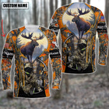 Maxcorners Custom Name Personalized Moose Hunting Orange Camo Shirt 3D All Over Printed Clothes