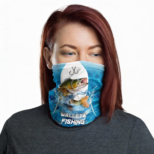 Maxcorners Walleye Fishing Blue Wave Neck Gaiter