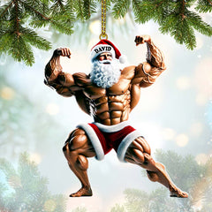 Maxcorners Santa Bodybuilder Christmas Ornament, Personalized Ornament 2D Flat LM2211