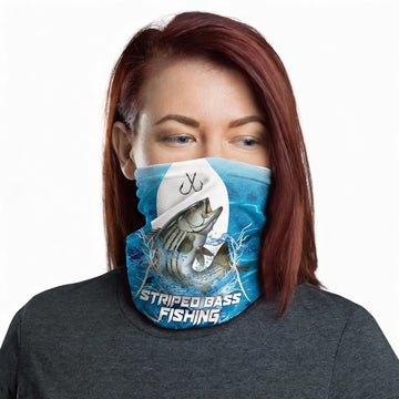Maxcorners Striped Bass Fishing Blue Wave Neck Gaiter