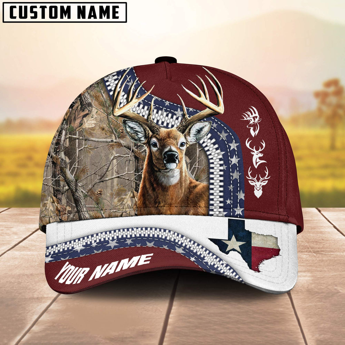 Maxcorners Hunting Deer Texas Personalized Hats 3D Multicolored