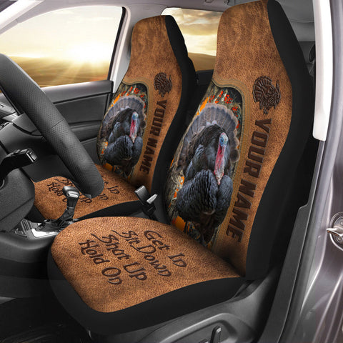 Maxcorners Personalized Name Turkey Hunting Leather Pattern Car Seat Covers