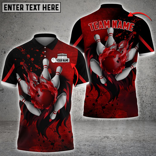 Maxcorners Bowling Lion Flame Multicolor Option Customized Name 3D Shirt