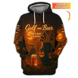 Maxcorners Halloween Golf Shirt, Golf and Beer That's Why I'm Here Shirt Withc Custom Name, Men Golf Gift, Crazy Golf Shirt For Golfer