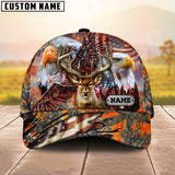 Maxcorners Premium Hunting Deer US Flag Eagle Personalized Hats 3D Multicolored