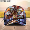 Maxcorners Premium Hunting Deer US Flag Eagle Personalized Hats 3D Multicolored