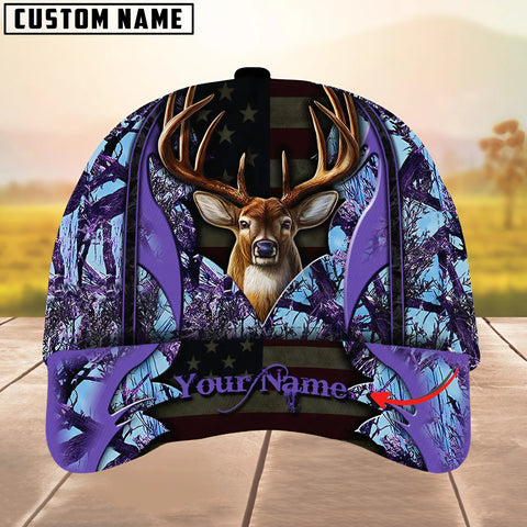 Maxcorners Deer Hunting The Best Of Flag Multicolor Option Personalized Name 3D Cap