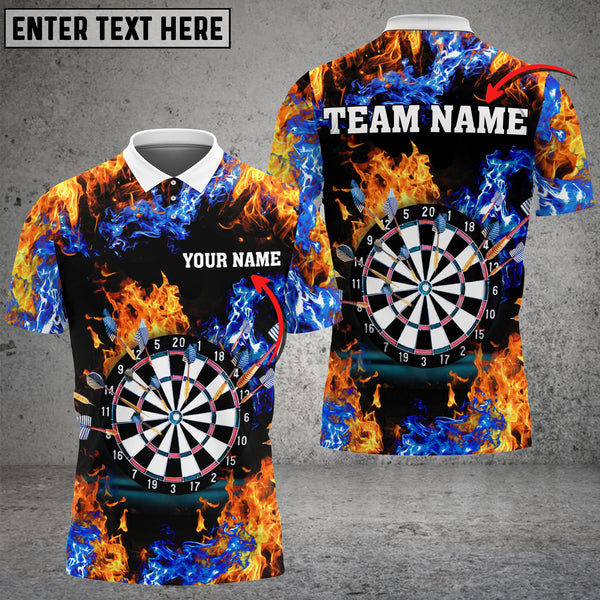 Maxcorners Red And Blue Flame Darts Personalized Name 3D Shirt