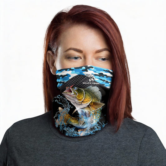 Maxcorners Walleye Fishing Blue Camo Sport Neck Gaiter