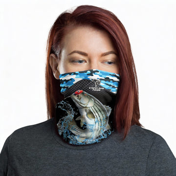 Maxcorners Striped Bass Fishing Blue Camo Sport Neck Gaiter