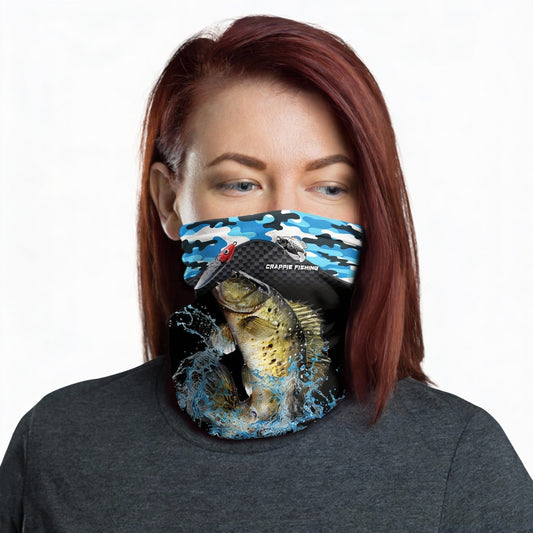 Maxcorners Crappie Fishing Blue Camo Sport Neck Gaiter