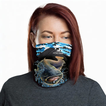 Maxcorners Catfish Fishing Blue Camo Sport Neck Gaiter