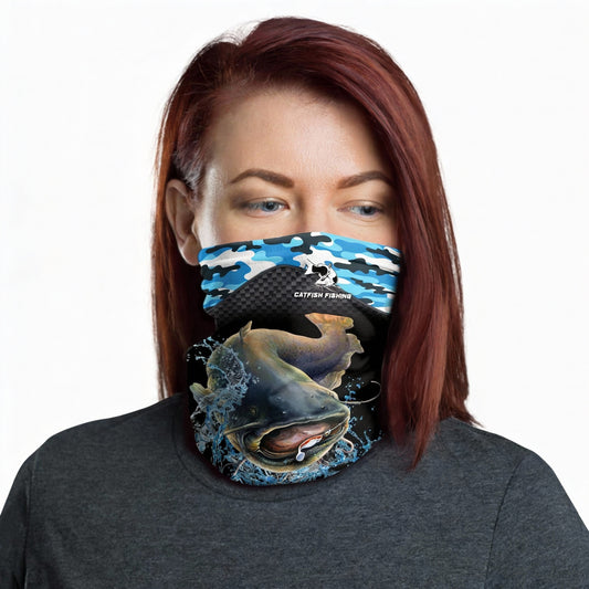 Maxcorners Catfish Fishing Blue Camo Sport Neck Gaiter