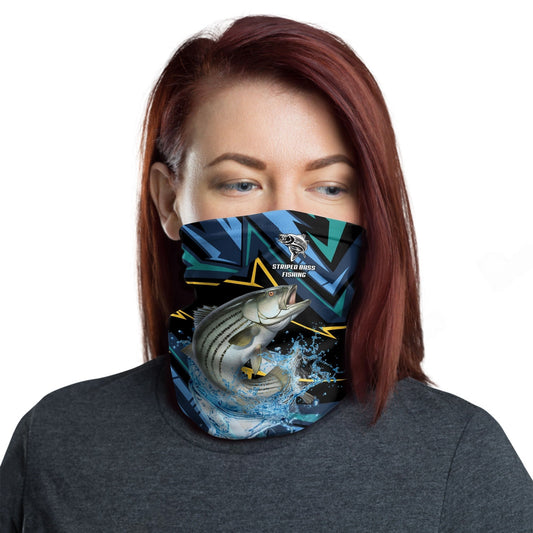 Maxcorners Striped Bass Fishing Lightning Pattern Sport Neck Gaiter
