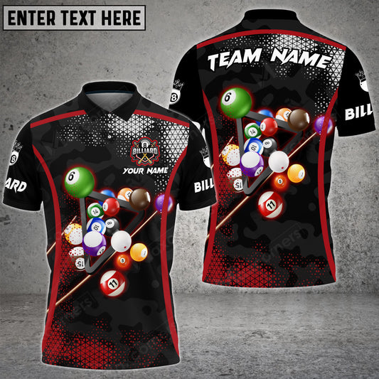 Maxcorners Billiards Camo Polygon Pattern Multicolor Option Customized Name 3D Shirt