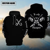 Maxcorners Customize Name Fish Reaper Fishing 3D Hoodie