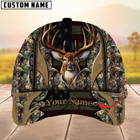 Maxcorners Deer Hunting The Best Of Flag Multicolor Option Personalized Name 3D Cap