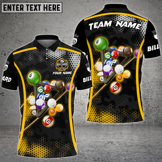 Maxcorners Billiards Camo Polygon Pattern Multicolor Option Customized Name 3D Shirt