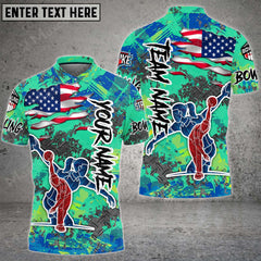 Maxcorners Bowling and Pins Way of America Multicolor Option Customized Name 3D Shirt