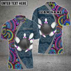 Maxcorners Bowling And Pins Mandala Pattern Multicolor Option Customized Name 3D Shirt