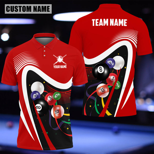 Maxcorners Billiards Ball Colourful Personalized 3D Polo Shirt